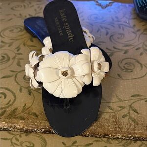 Kate Spade Black and Cream Jelly Floral Sandals